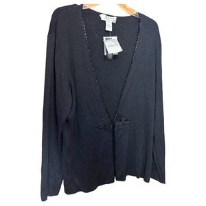 Alfani woman black bead trimmed cardigan. Size‎ 1x —new with tags